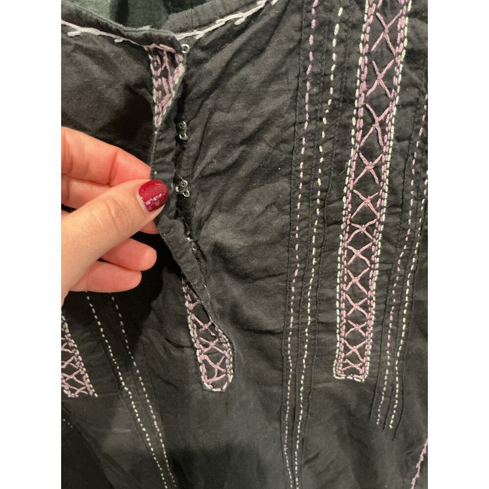 Vintage Blue Sky Womens Y2K Fairy Top Size Small Black Purple Embroidered Hippie - Picture 8 of 11